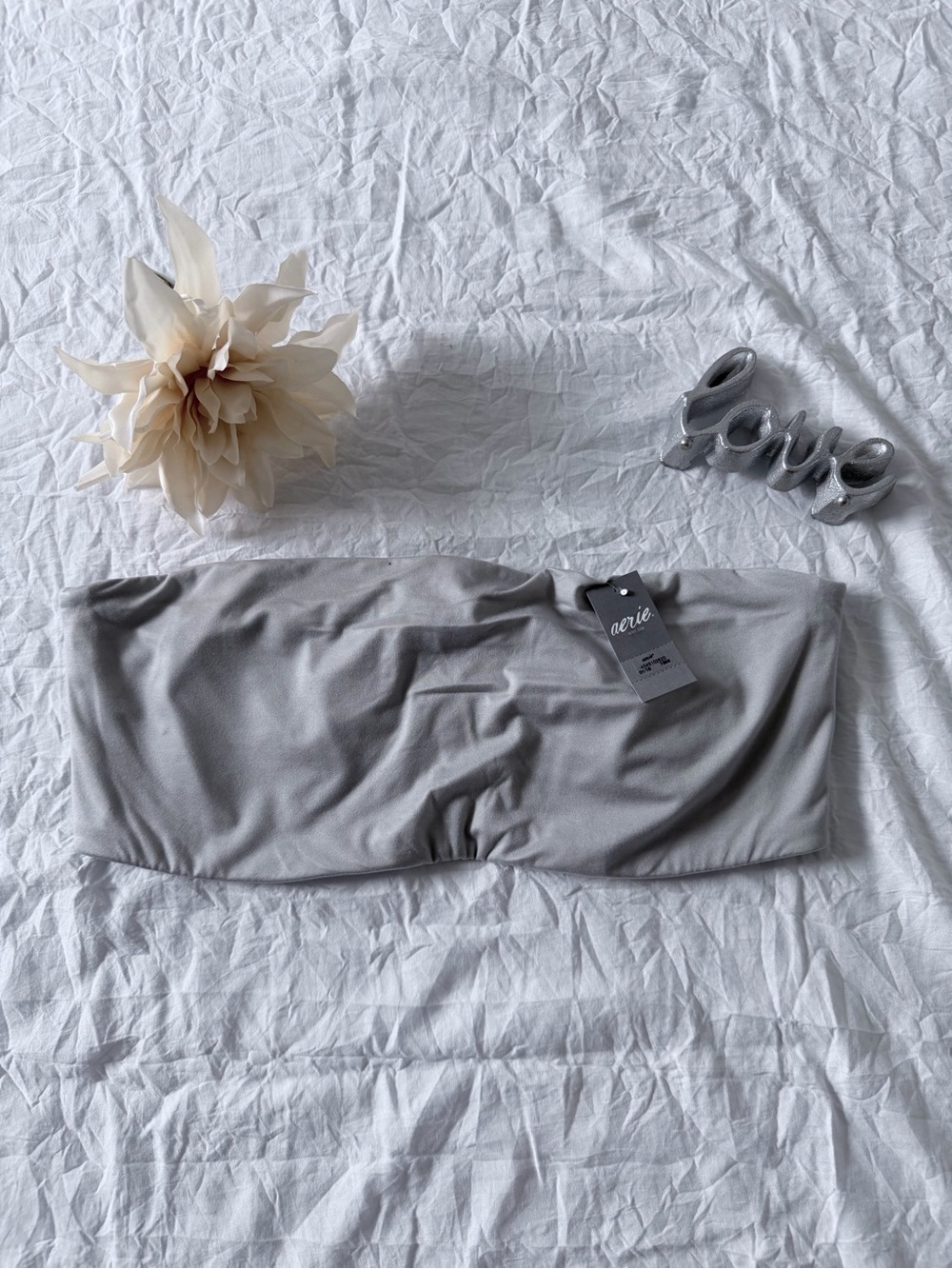 aerie Light Gray Strapless Bandeau - Seamless Stretch